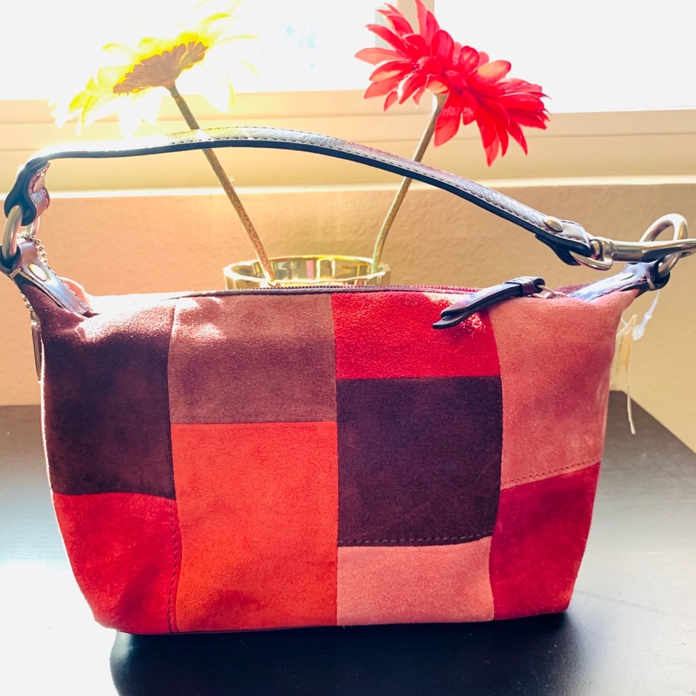 Coach Berry Suede Holiday Patchwork Pouch🍓 NWT!